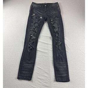 Amiri Skinny Jeans Mens 30x30 Black Denim Pants Button Fly Ripped Made in USA